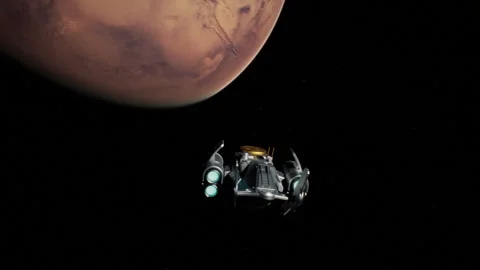 A Spaceship circling around Mars Stock-Footage 240451115