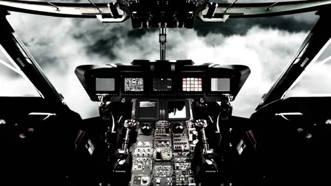 Spaceship Cockpit Flying Through the Clouds Stock Footage 148396666