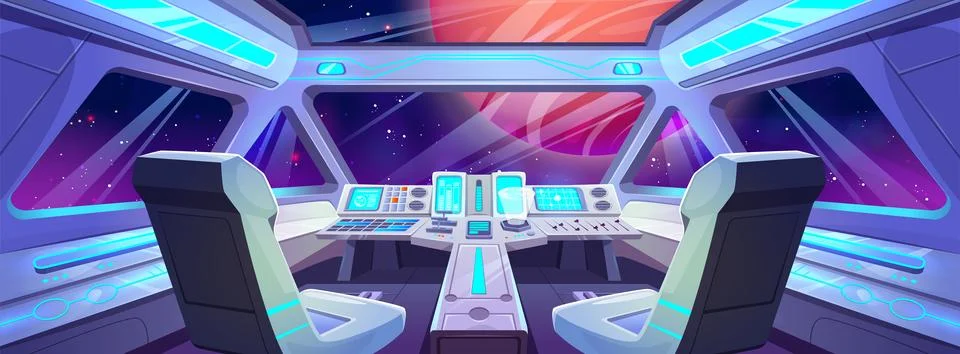 Spaceship cockpit interior Stock Illustration
