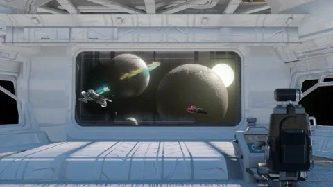 Spaceship Cockpit in a Pilot Point of view render 3d Stock Footage 150641350