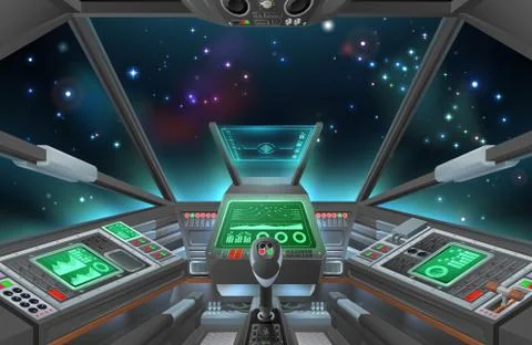 Spaceship Cockpit Space Ship Spacecraft Interior Stock Illustration