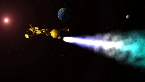 Spaceship Comet Excursion ship with rotating passenger section Stock Footage 105161988