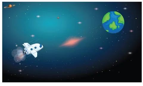 Spaceship coming back to earth Stock Illustration
