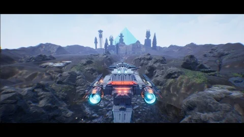 Spaceship Computer Game Engine Sequence Stock Footage 107649583