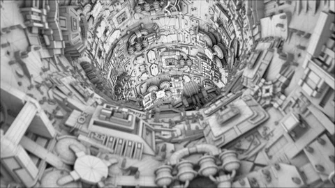 Spaceship Corridor Tunnel Loop VJ Projection Mapping Background Stock Footage 119046577