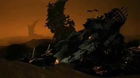 Spaceship Crash Debris on Alien Planet  Stock Footage 248577178