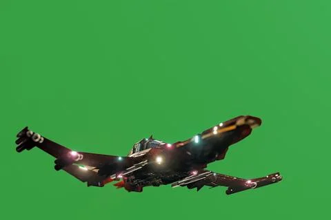 Spaceship fighter isolated on green background Stock Illustration