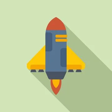 Spaceship fire icon flat vector. Space rocket 스톡 일러스트