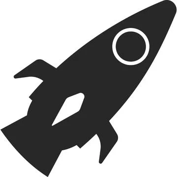 A spaceship. A flat icon of a rocket in space. Stock Illustration