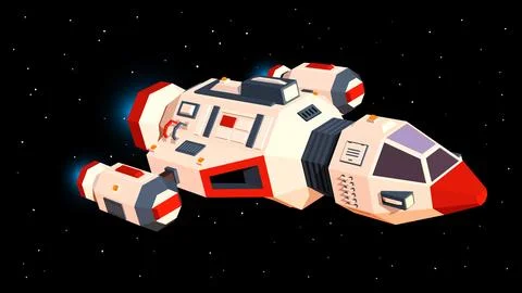 Spaceship flies in space. Illustrazione stock