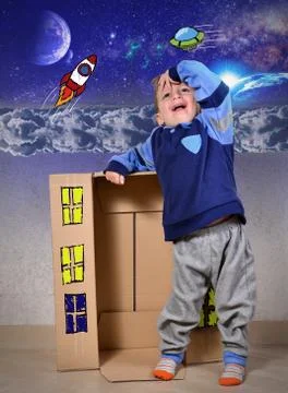 Spaceship flight Stock Photos