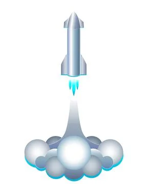 Spaceship to fly to Mars. Silhouette of a rocket taking off vertically. Stock Illustration