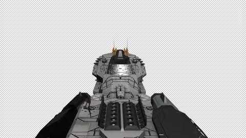 Spaceship Flying with Alpha Channel Stock Footage 153932247