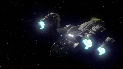Spaceship flying in deep space. Stock Footage