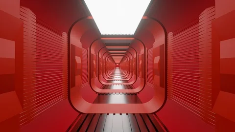 Spaceship Hallway Stock Footage 117374901