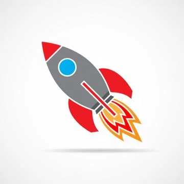 Spaceship icon in flat design. Vector illustration. Stock Illustration