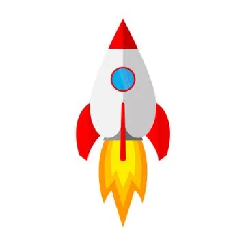 Spaceship icon in flat design. Vector illustration. Stock Illustration