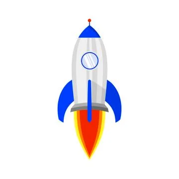 Spaceship icon in flat design. Vector illustration. Stock Illustration