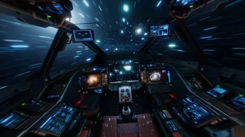 Spaceship inside cockpit flying interstellar in deep space Stock Footage 270462250