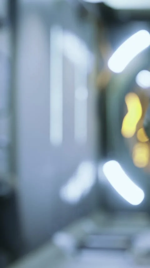 Spaceship interior with bright lights and a futuristic design Stock Footage 336575792