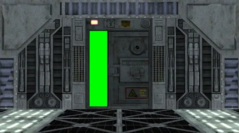 Spaceship interior with door opens and closes Stock-Footage 34888041