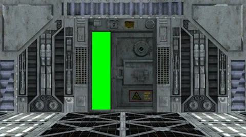 Spaceship interior with door opens and closes Stock-Footage 34888386