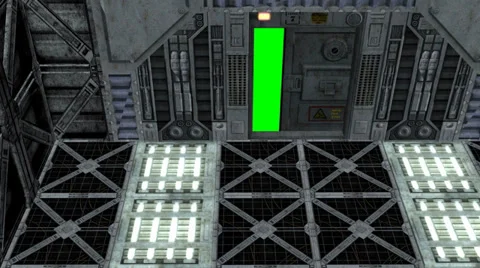 Spaceship interior with door opens and closes Stock-Footage 34888491