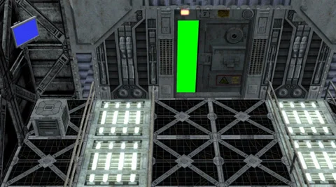 Spaceship interior with door opens and closes Stock-Footage 34888644