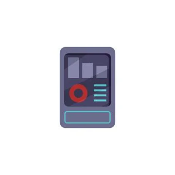 Spaceship interior element, control panel with futuristic screen, flat vector イラスト素材