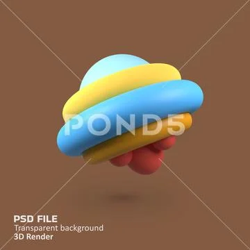 Spaceship isolated 3d render icon illustration PSD Template