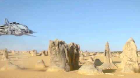 Spaceship Landing with Alpha 1 Stock Footage 2559680