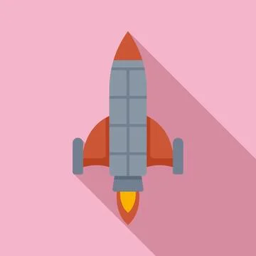 Spaceship launch icon flat vector. Space fire Stock Illustration