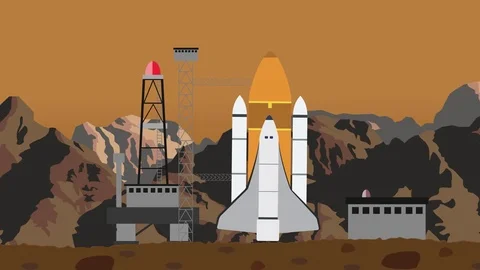 Spaceship Launch from a Space Launching Station Stock Footage 73025277