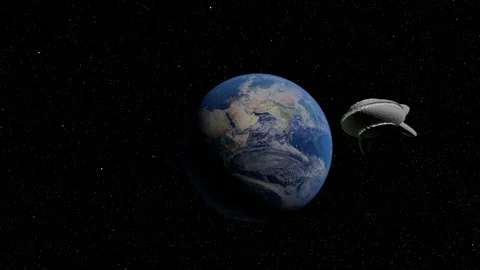Spaceship leaving Earth Stock Footage 104117566