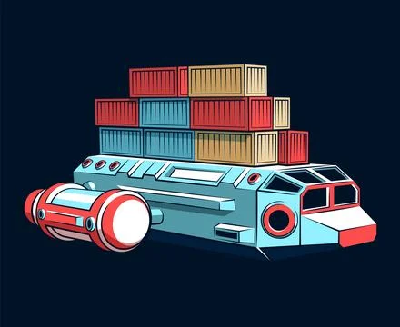 Spaceship with a load of cargo containers Stock-Illustration