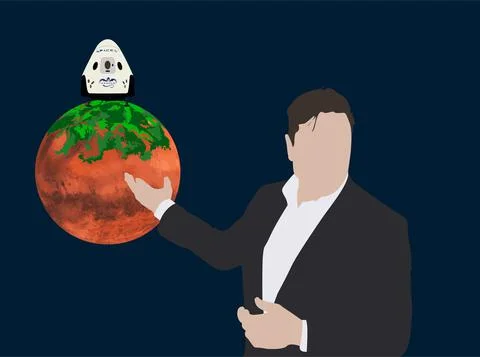 A spaceship on Mars Stock Illustration