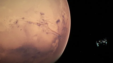 A Spaceship In Mars Orbit Stock-Footage 240449398