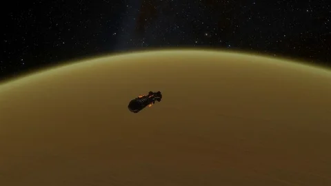 Spaceship Mission to Mars Orbit Stock Footage 85073469