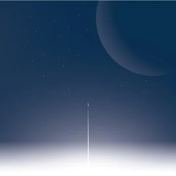 Spaceship or rocket launch into space. Symbol of adventure, courage, exploration Stock Illustration