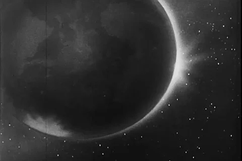 Spaceship in orbit during its trip around the moon and return - 1928 Stock Footage 104651674