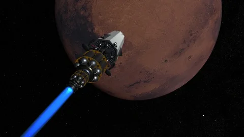 Spaceship Orbiting Mars Stock Footage 116837836