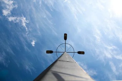 Spaceship in outer space. Antenna on the background of the deep space. Imitation Stock Photos