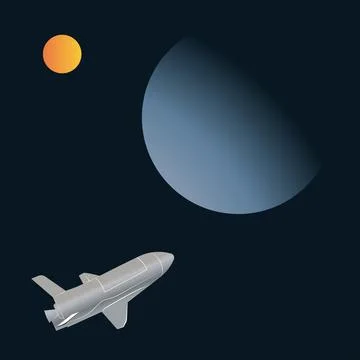 A spaceship in outer space. Vector illustration. Stock Illustration