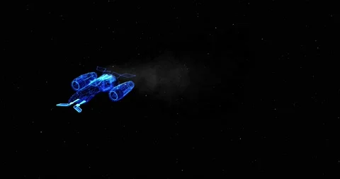 Spaceship, particle plane 3d render. flies across the starry sky, galaxy. new Stock Footage 172377709