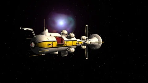 Spaceship passing a nearby nova Stock Footage