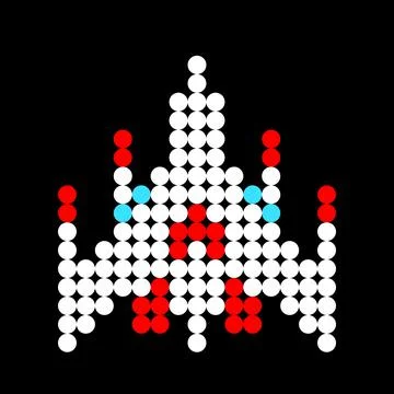 Spaceship pattern. Dots pixel spaceship image. Vector Illustration of pixel a 스톡 일러스트