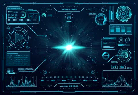 Spaceship radar screen interface HUD dashboard Stock Illustration