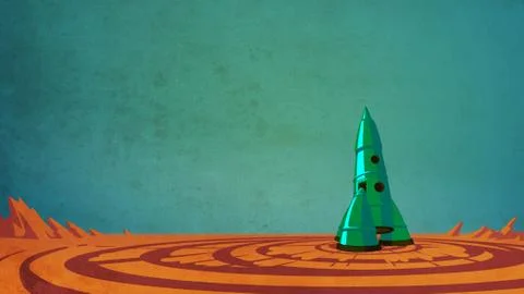 Spaceship on the red planet. Stock Illustration