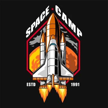 Spaceship Rocket Explore Universe in Vector Cartoon Illustration Design 스톡 일러스트