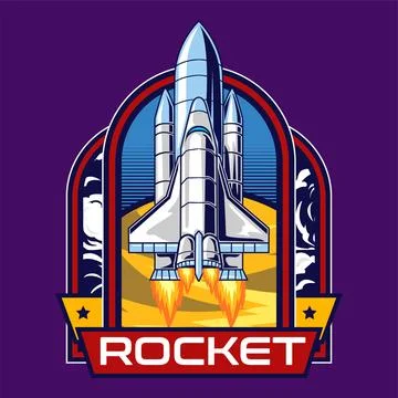 Spaceship Rocket Explore Universe in Vector Cartoon Illustration Design 스톡 일러스트